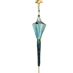 Il Marchesato Equestrian Elegance: Light Blue Umbrella with Golden Horse Head Handle New