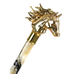 Il Marchesato Equestrian Elegance: Light Blue Umbrella with Golden Horse Head Handle New