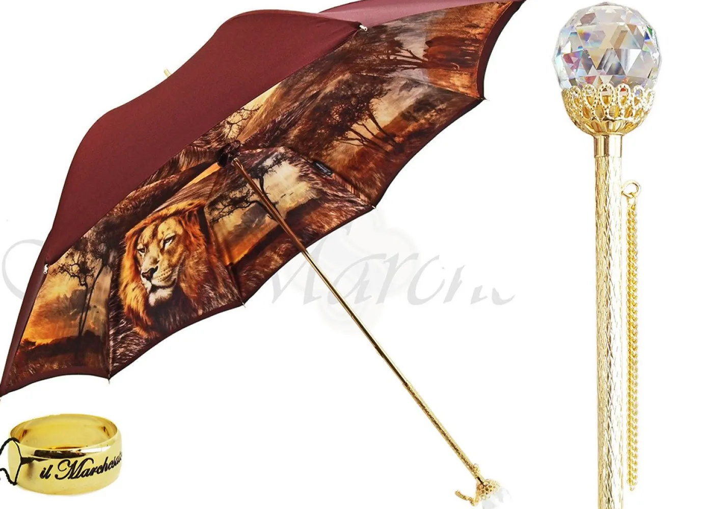 Il Marchesato Exclusive Savana Lion Luxury Umbrella by Italian Designers il Marchesa Fashion Umbrellas New