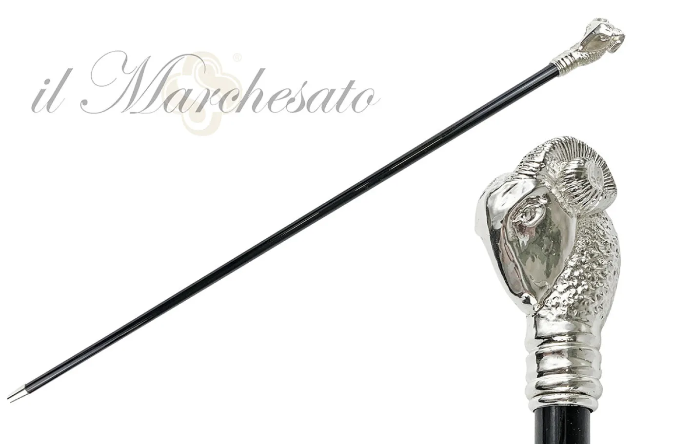 Il Marchesato Exclusive Walking stick with Silverplated 925 Ram Online