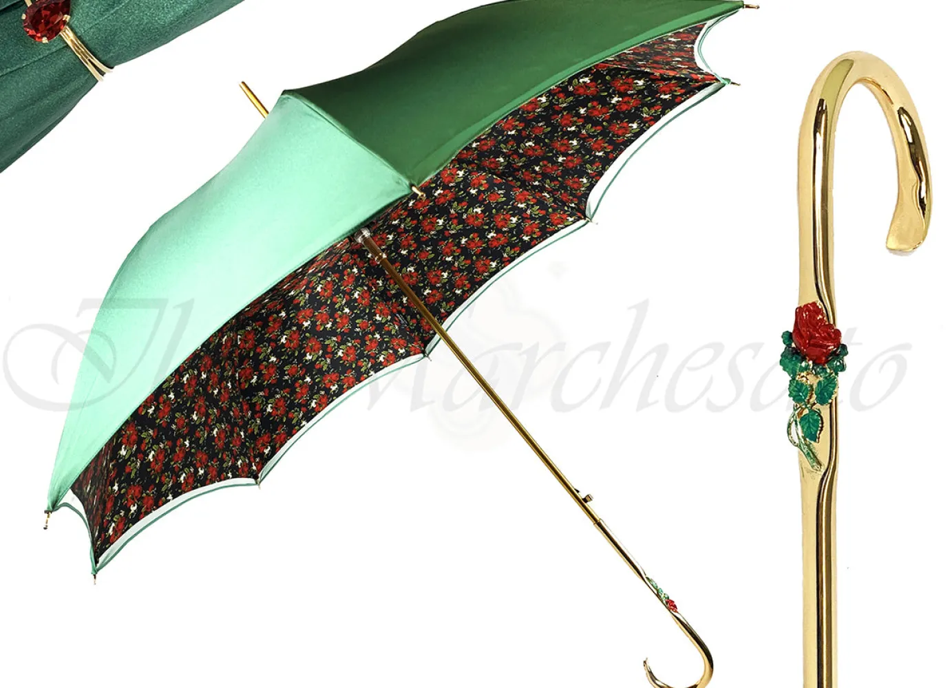Il Marchesato Fanciful Green Umbrella with Roses Clearance