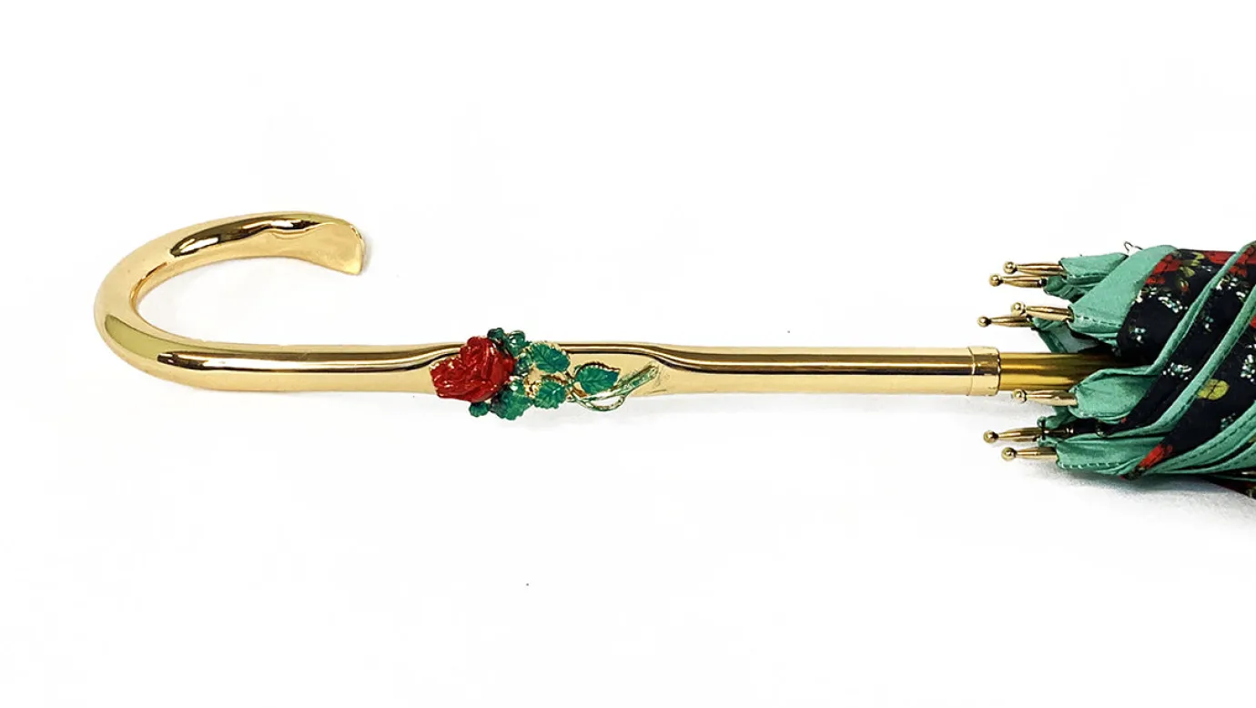 Il Marchesato Fanciful Green Umbrella with Roses Clearance