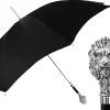 Il Marchesato Fantastic Black umbrella for man with Silverplated Lion Clearance