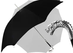 Il Marchesato Fantastic Black umbrella for man with Silverplated Dragon Online