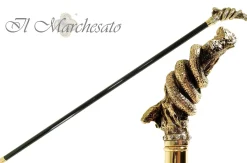 Il Marchesato Fantastic Gold Plated Snake Embellished With Crystals - Walking Cane Best
