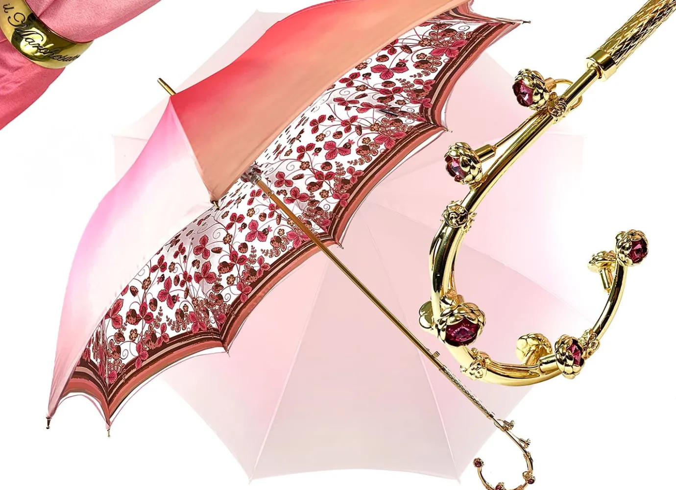 Il Marchesato Fantastic light pink umbrella with Special flowered handle Discount