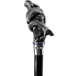 Il Marchesato Fantastic silver-plated handle - Snake on branch and sapphire crystals New