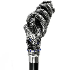 Il Marchesato Fantastic silver-plated handle - Snake on branch and sapphire crystals New