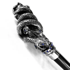 Il Marchesato Fantastic silver-plated handle - Snake on branch and sapphire crystals New