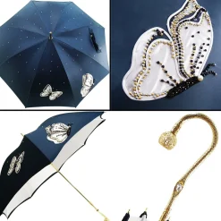 Il Marchesato Fantastic Women's Umbrella with Embroidered Butterflies Fashionable Embroibery Butterfly Best