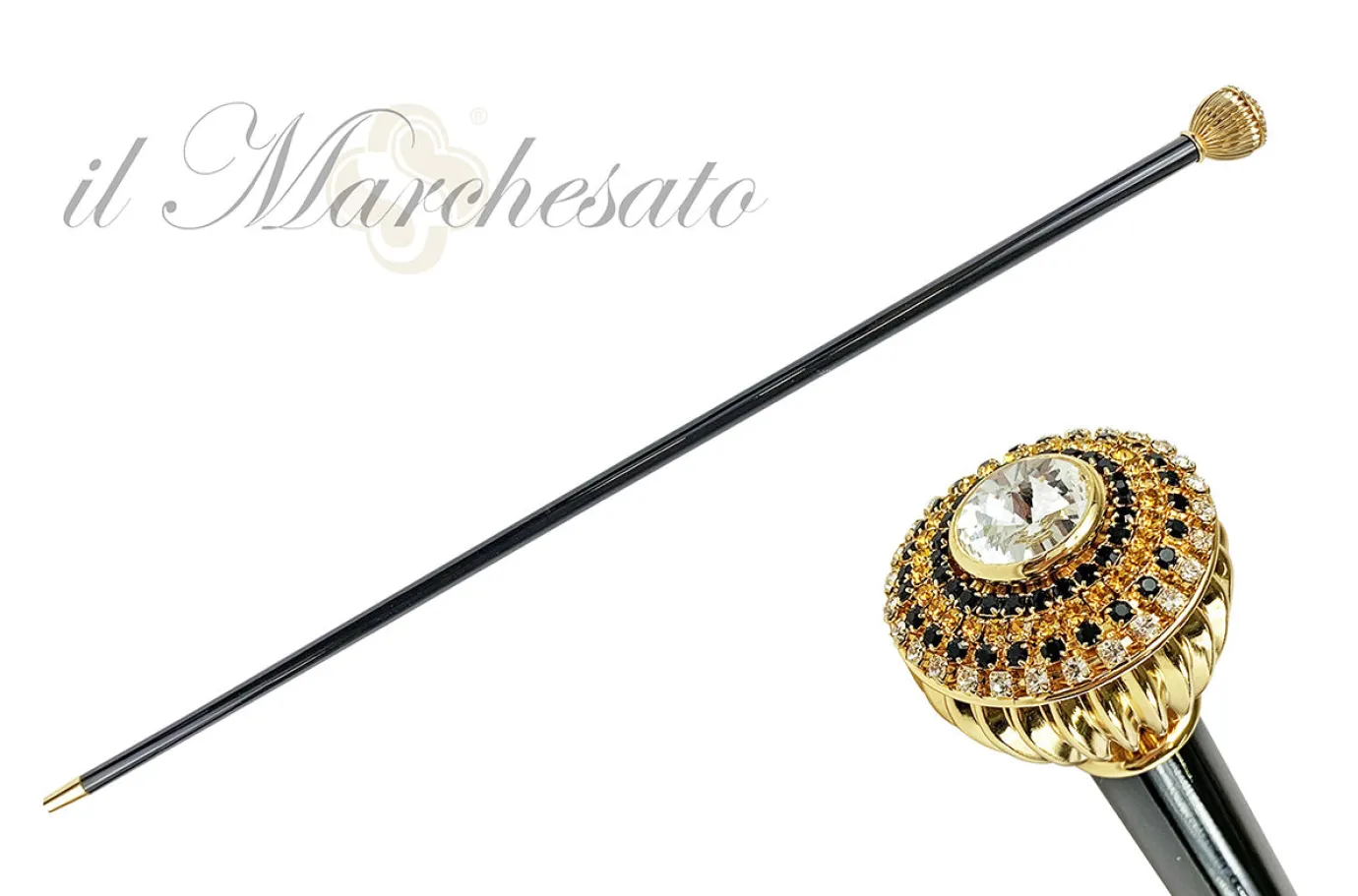 Il Marchesato Fine and elegant Walking stick with topaz and black crystals Outlet