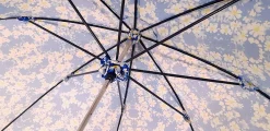 Il Marchesato Flowered Marguerite Parasol - Blue Leather Handle New