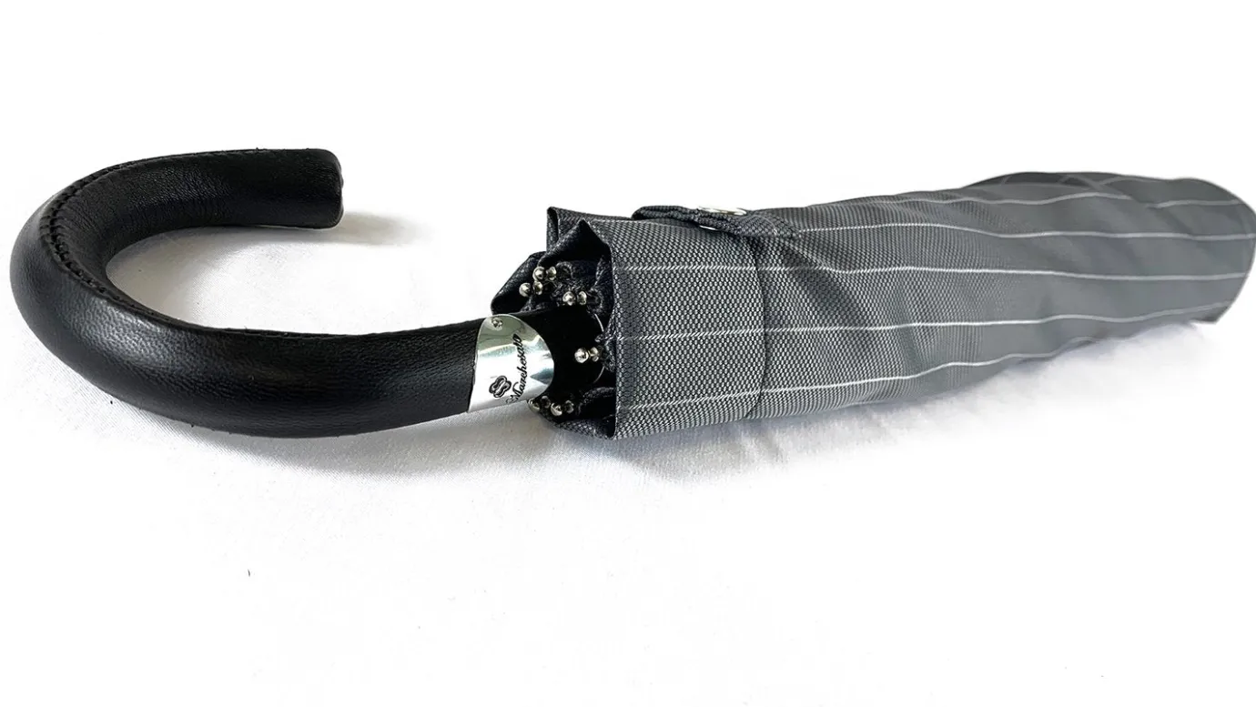 Il Marchesato Folding gray striped umbrella for men Online