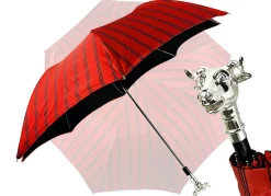 Il Marchesato Folding Umbrella for Men with Silver-plated Bull Handle Online