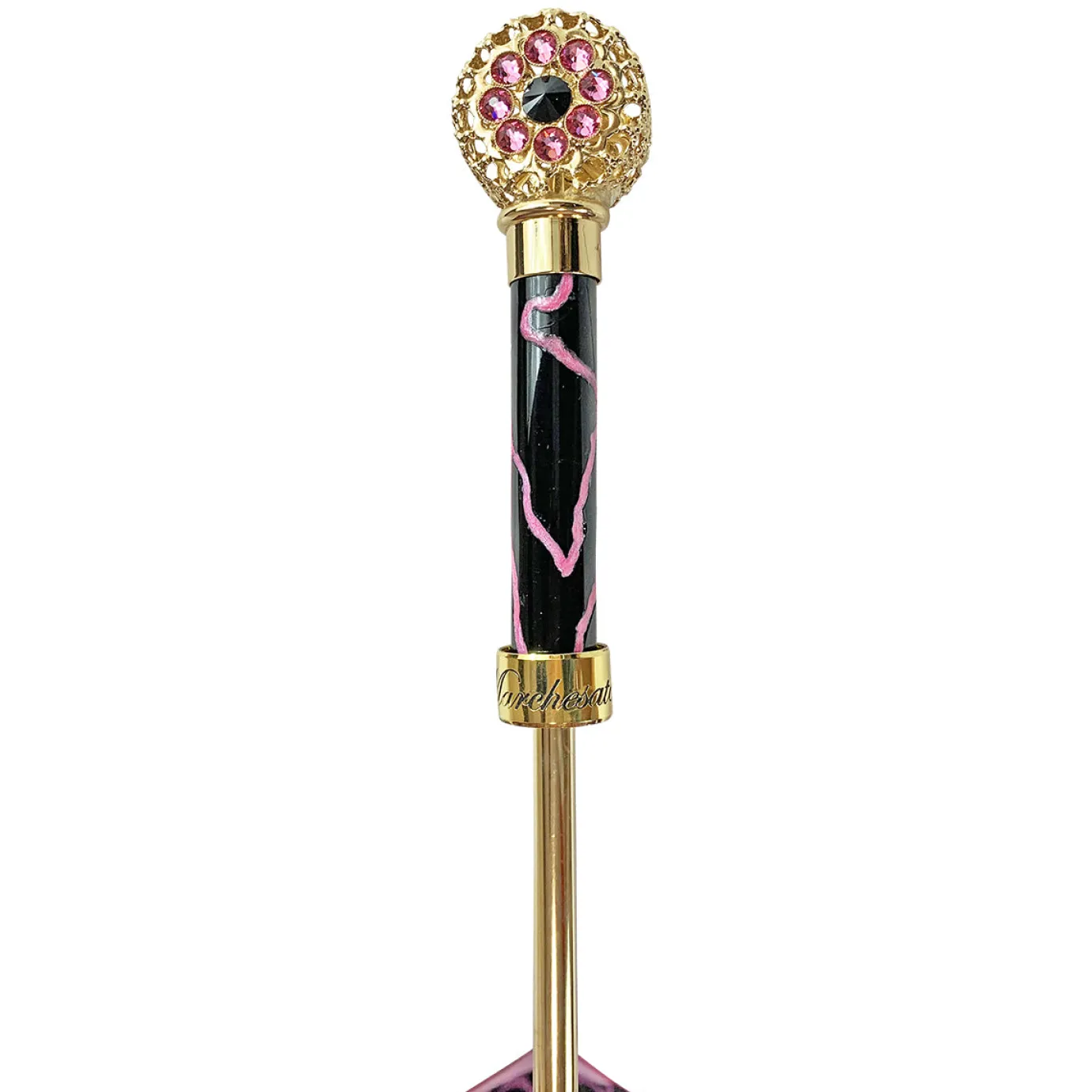 Il Marchesato Fuchsia umbrella with medallion and crystals New