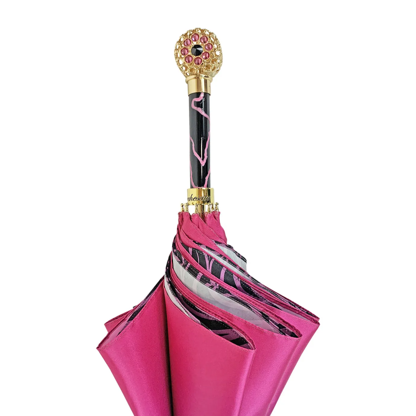 Il Marchesato Fuchsia umbrella with medallion and crystals New