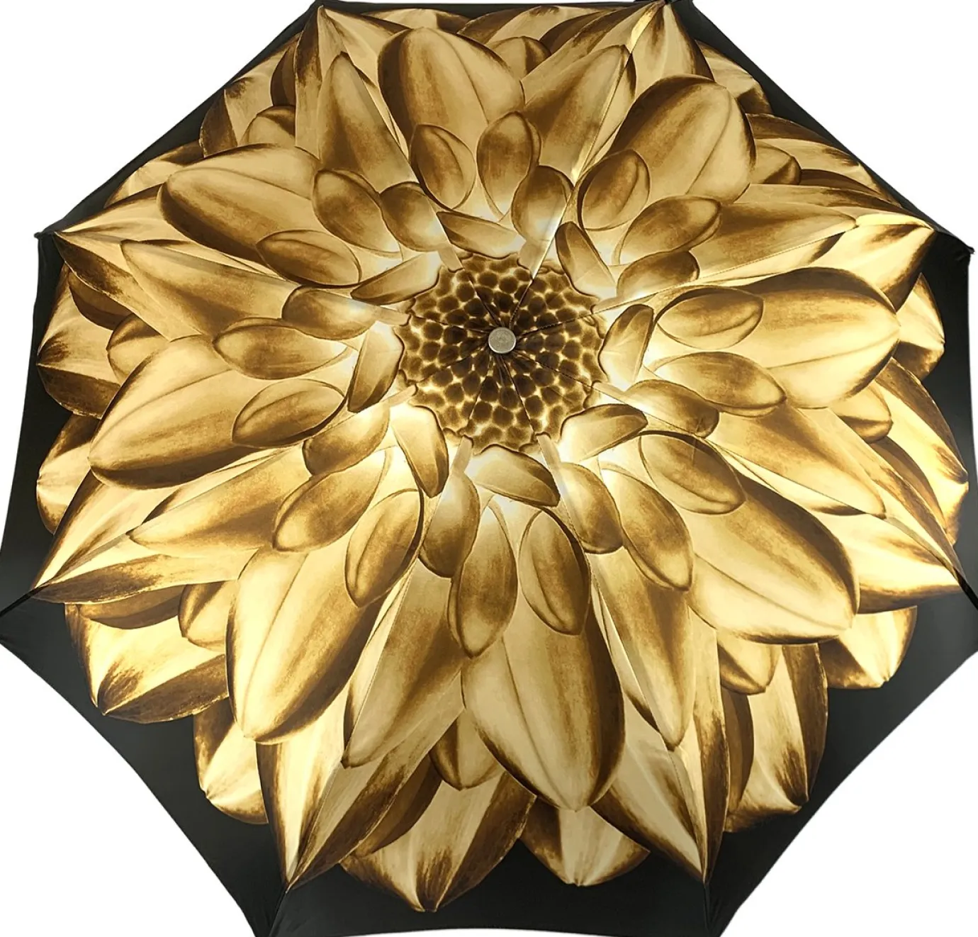 Il Marchesato Gold And Brown Dahlia Folding Umbrella Hot