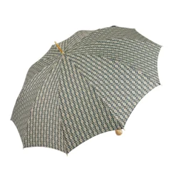 Il Marchesato Golden Hound: Beige Patterned Umbrella with Dog Handle in Gold Finish New
