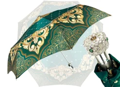Il Marchesato Green and Beige Women's Folding Umbrella Hot