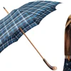 Il Marchesato Handcrafted Cotton Umbrella - Natural Chestnut Root Handle Designer Hot
