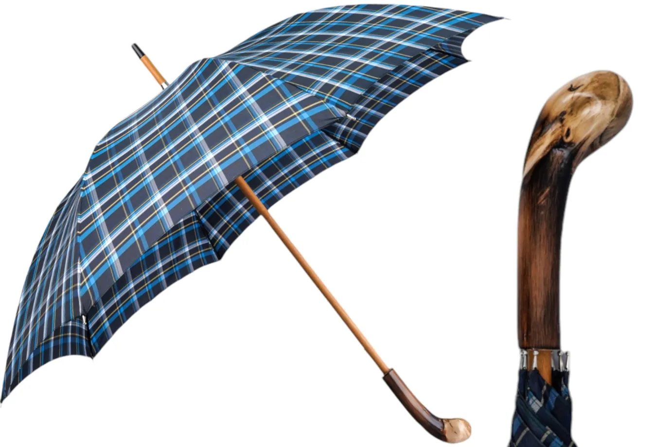 Il Marchesato Handcrafted Cotton Umbrella - Natural Chestnut Root Handle Designer Hot