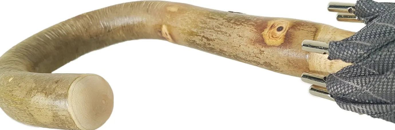 Il Marchesato Handcrafted Grey Umbrella - Natural Ash Wood-Handle Clearance