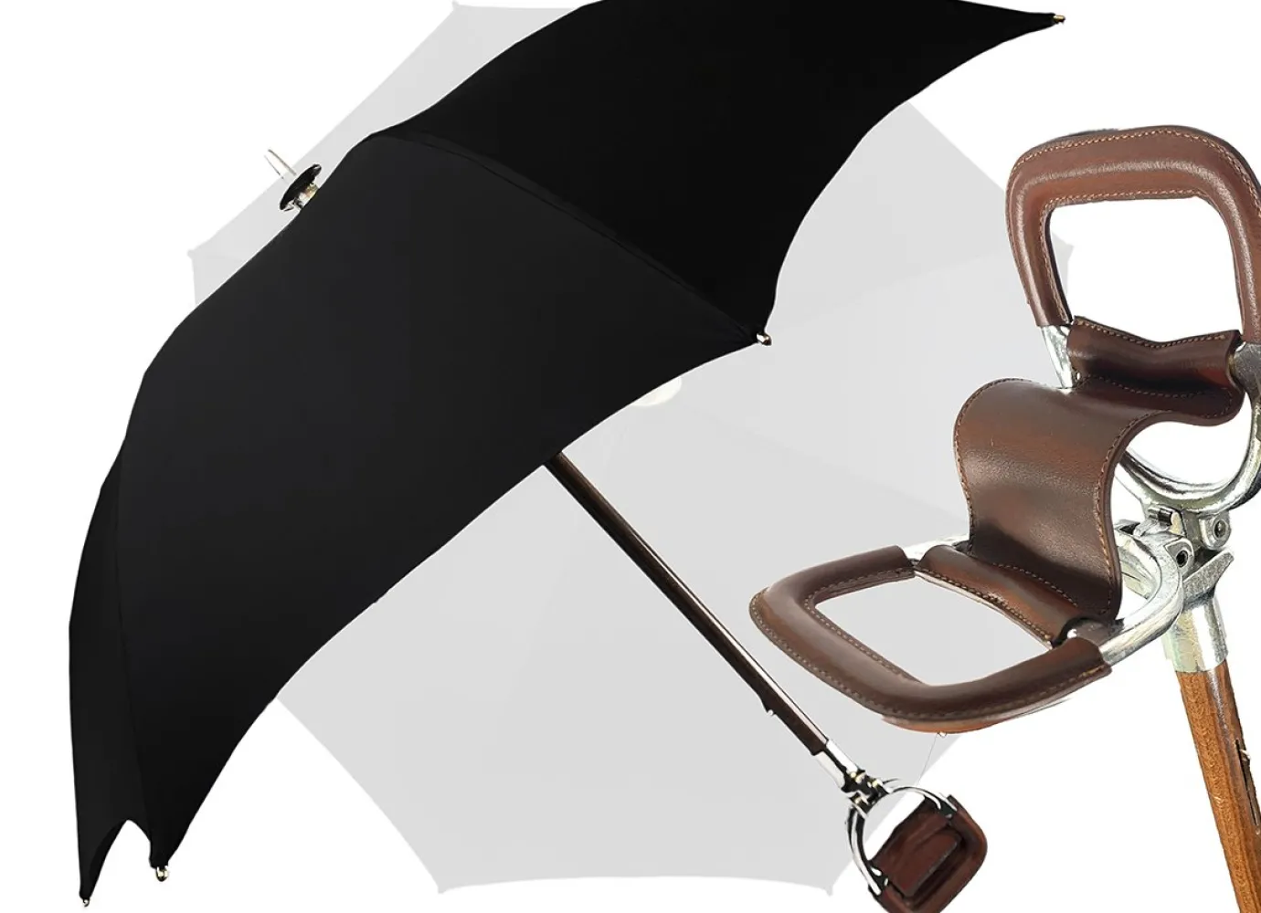 Il Marchesato Handcrafted Leather Seat Umbrella - Black Color Outlet