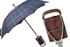 Il Marchesato Handcrafted Leather Seat Umbrella- Tartan design Outlet