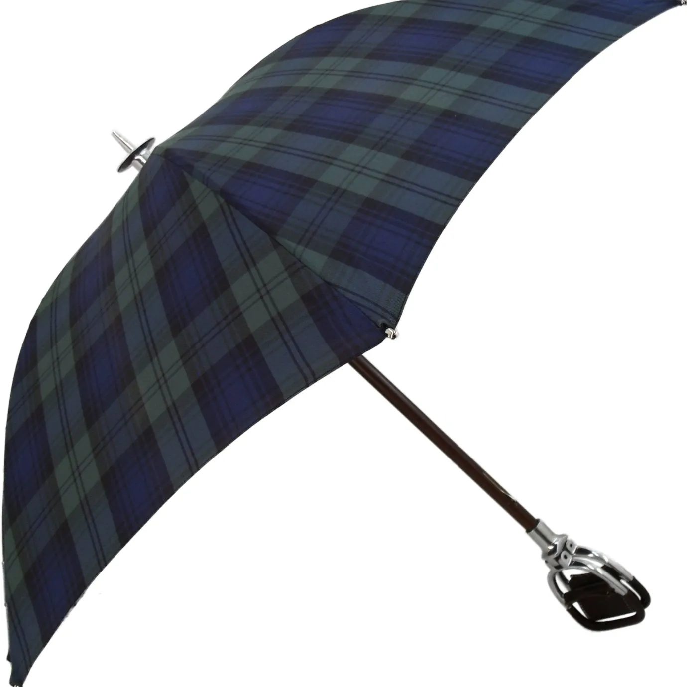 Il Marchesato Handcrafted Leather Seat Umbrella- Black Watch Tartan Sale