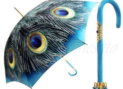 Il Marchesato Handcrafted Luxury Peacock Umbrella in a Blue Sky Color Umbrella Fashion Clearance