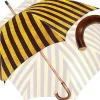 Il Marchesato Handcrafted Umbrella - Striped Gold and Dark Brown - Chestnut Wood-Han Clearance
