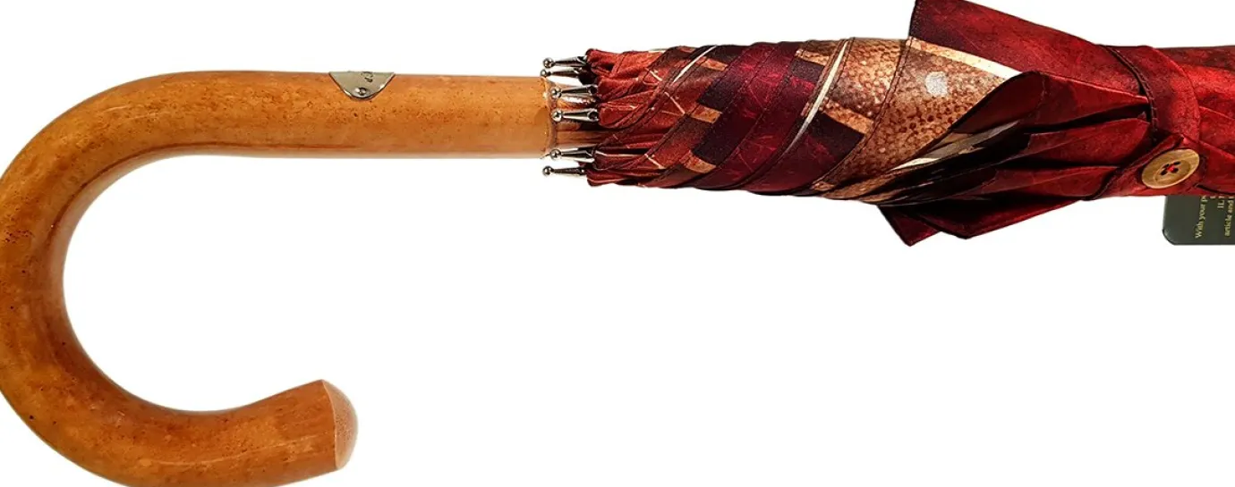 Il Marchesato Handcrafted Umbrella - Striped Red And Cream - Shaded Colors - Malacca Online