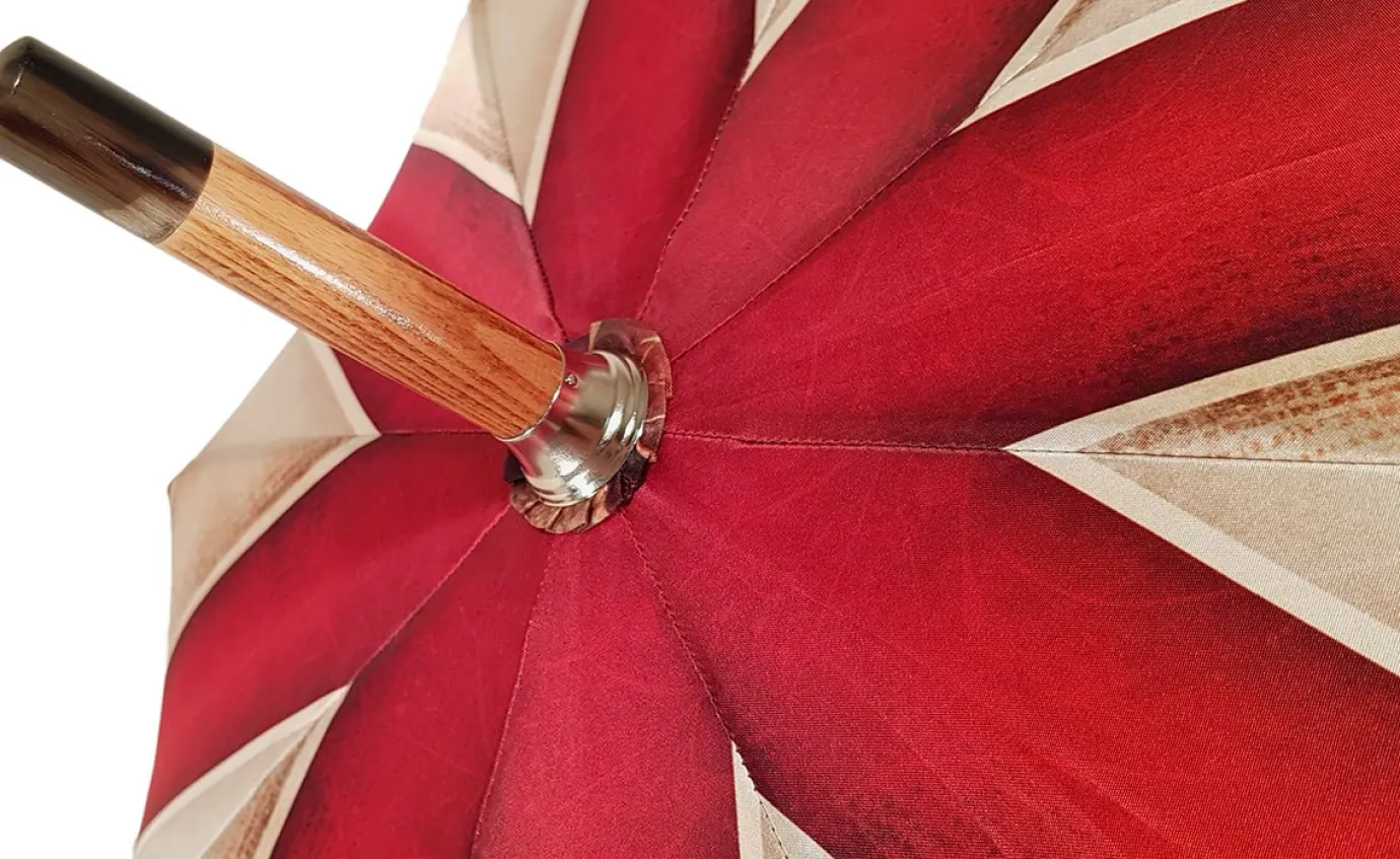 Il Marchesato Handcrafted Umbrella - Striped Red And Cream - Shaded Colors - Malacca Online