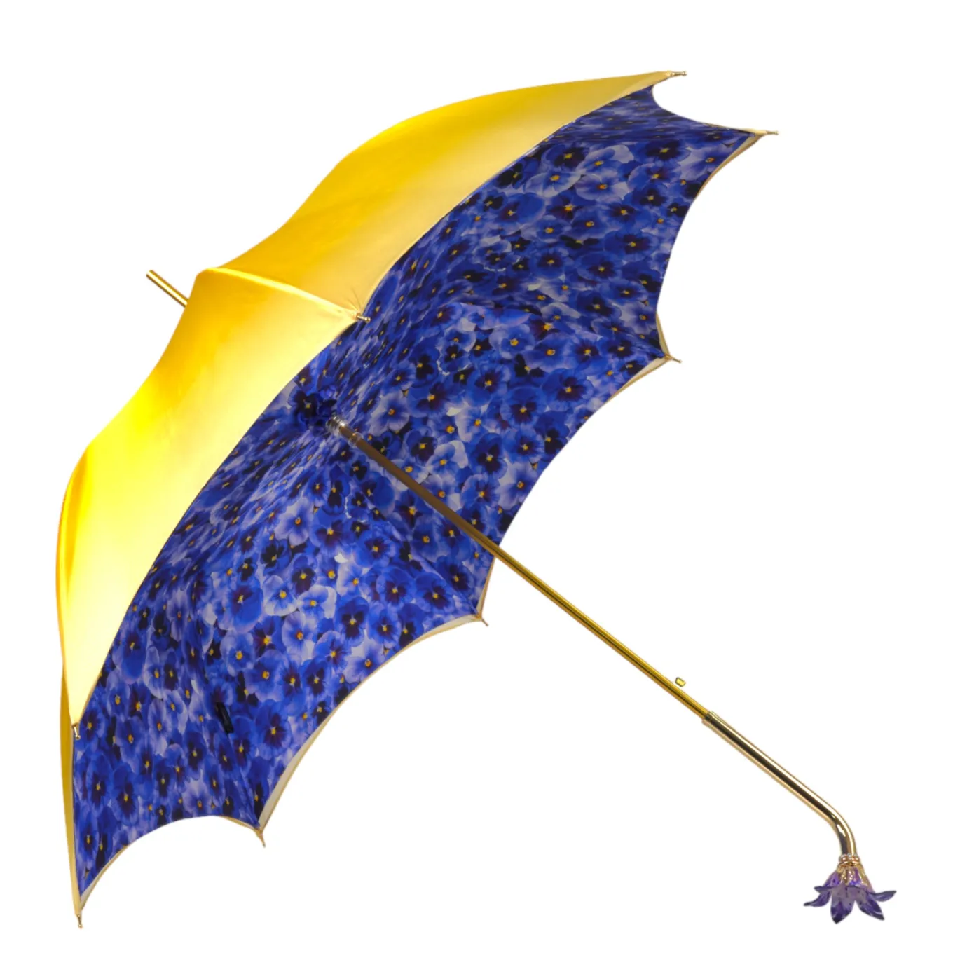 Il Marchesato Handcrafted Umbrella with 24K Gold-Plated Hand-Painted Metal Flower Ha Sale