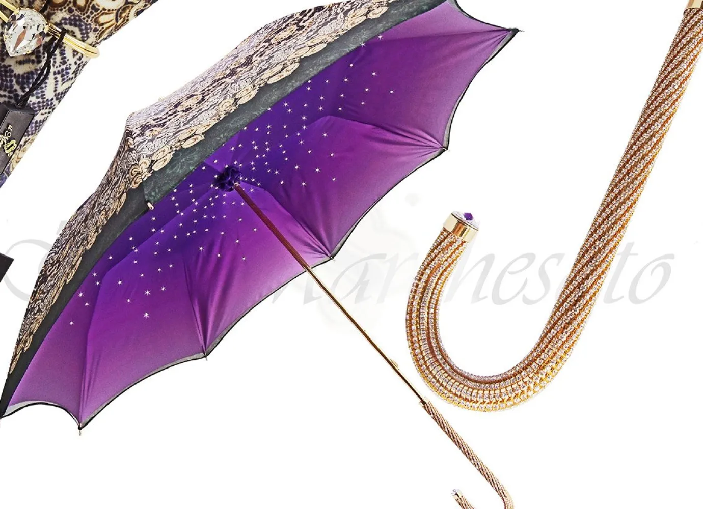 Il Marchesato Handmade Luxury Women's Double Cloth Umbrellas Awesome Italian Fashion Crystals Umbrellas Best
