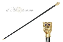Il Marchesato Handmade owl Walking stick with purple stone - 24K gold-plated Clearance