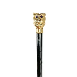 Il Marchesato Handmade owl Walking stick with purple stone - 24K gold-plated Clearance