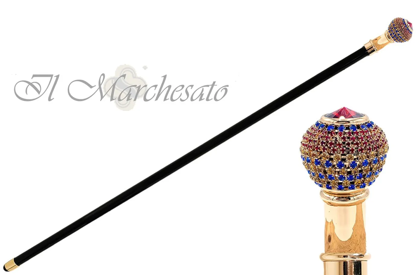 Il Marchesato Handmade Walking stick jewel with tricolor crystals Sale
