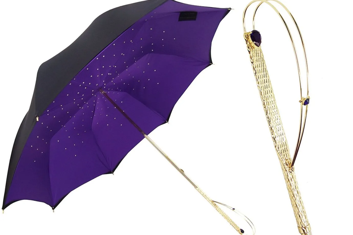 Il Marchesato luxury black-purple double cloth umbrellas Luxury Crystals Umbrellas Sale
