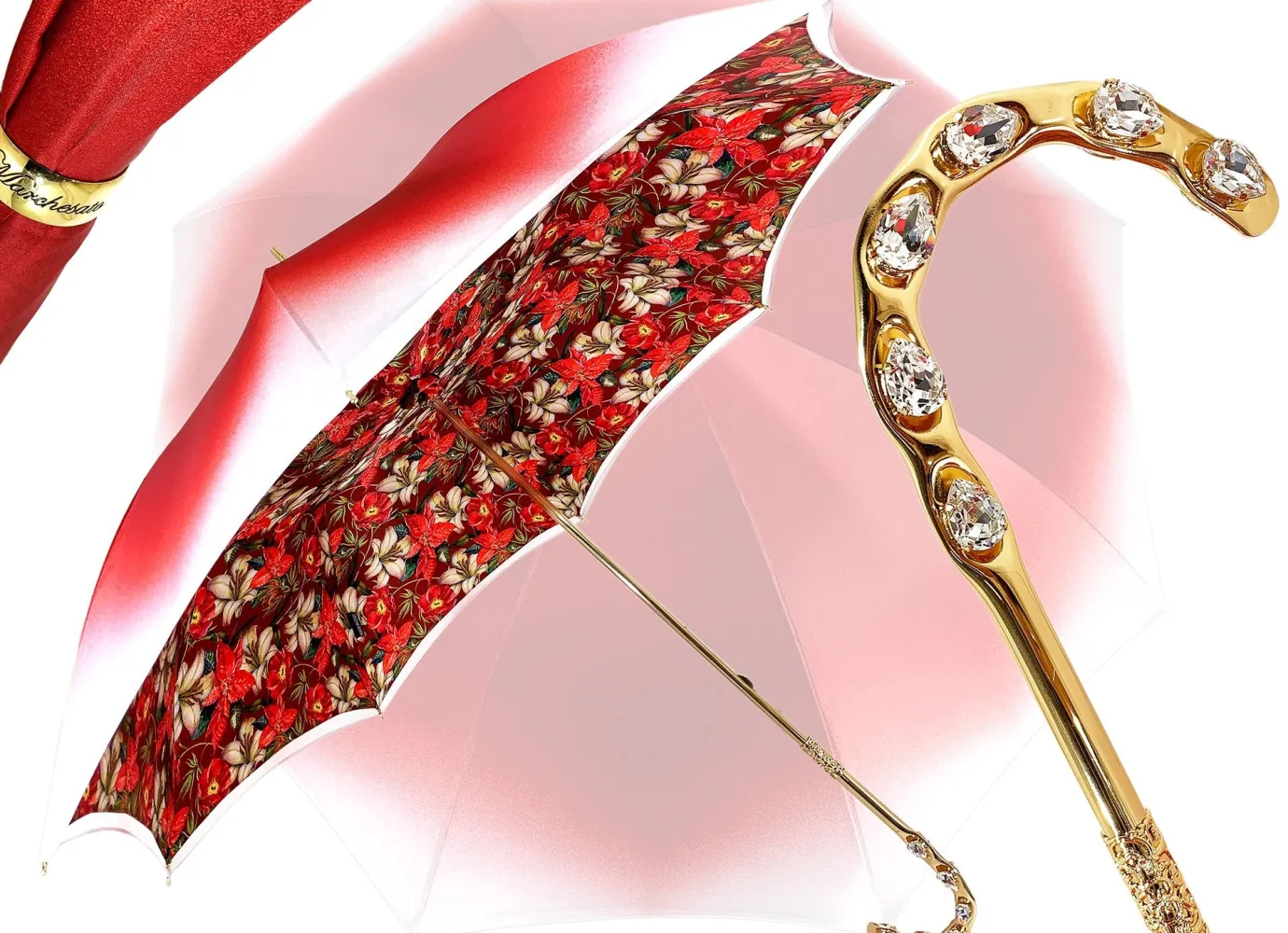 Il Marchesato Red Flowered Umbrella New