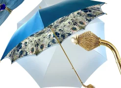 Il Marchesato Light Blue Flowers Umbrella, Double Cloth Outlet