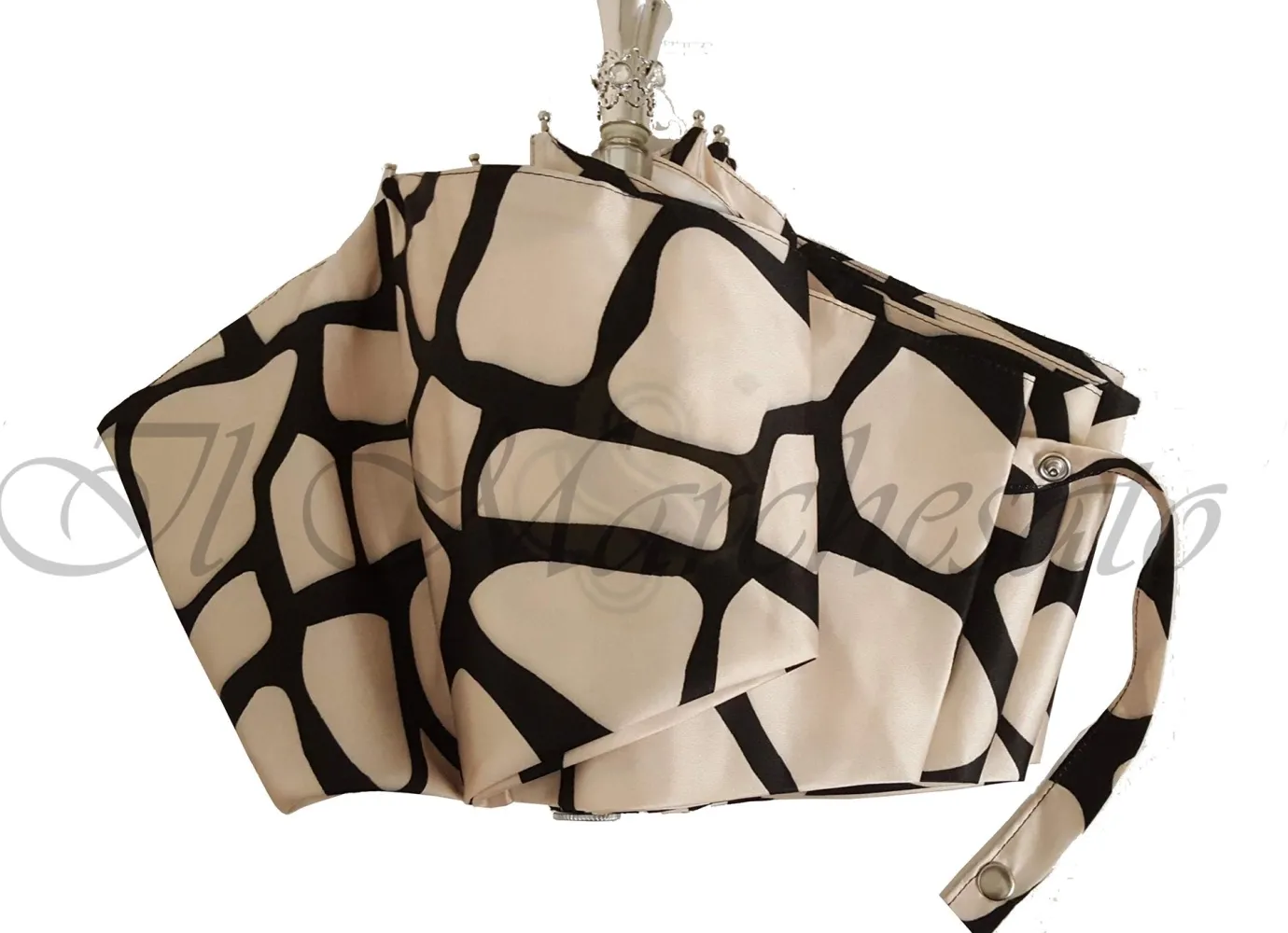 Il Marchesato Lightweight Black & Cream Folding Umbrella Online
