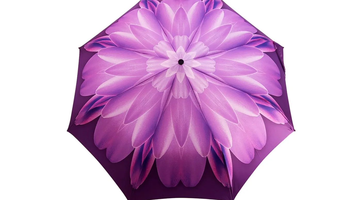 Il Marchesato Lilac Flower Ladies Folding Umbrella with Silver-Plated Handle Best