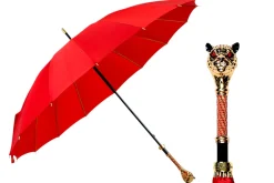 Il Marchesato LIMITED COLLECTION - Exclusive Red Umbrella with Jeweled Panther Handl Outlet