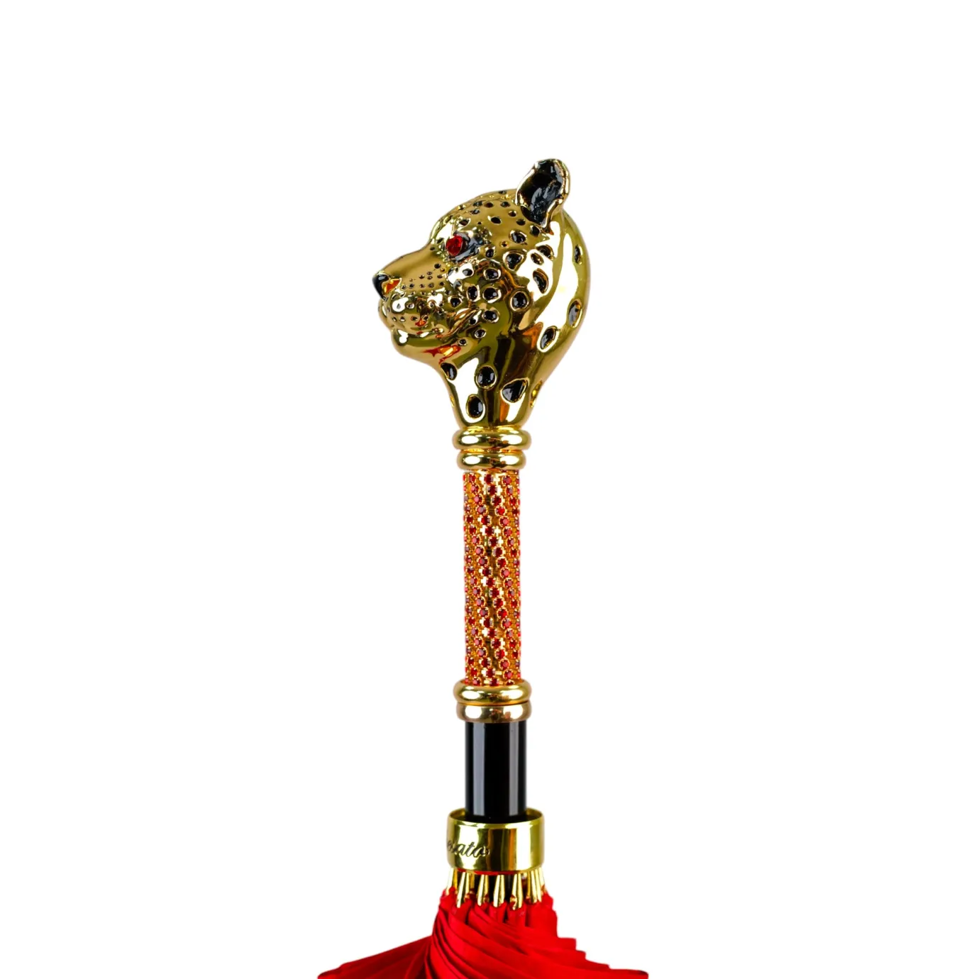 Il Marchesato LIMITED COLLECTION - Exclusive Red Umbrella with Jeweled Panther Handl Outlet
