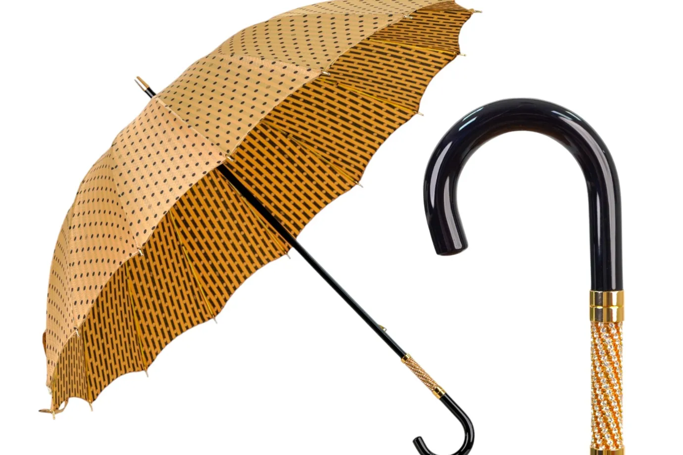 Il Marchesato LIMITED COLLECTION - Jaquard polka dot gold umbrella Discount