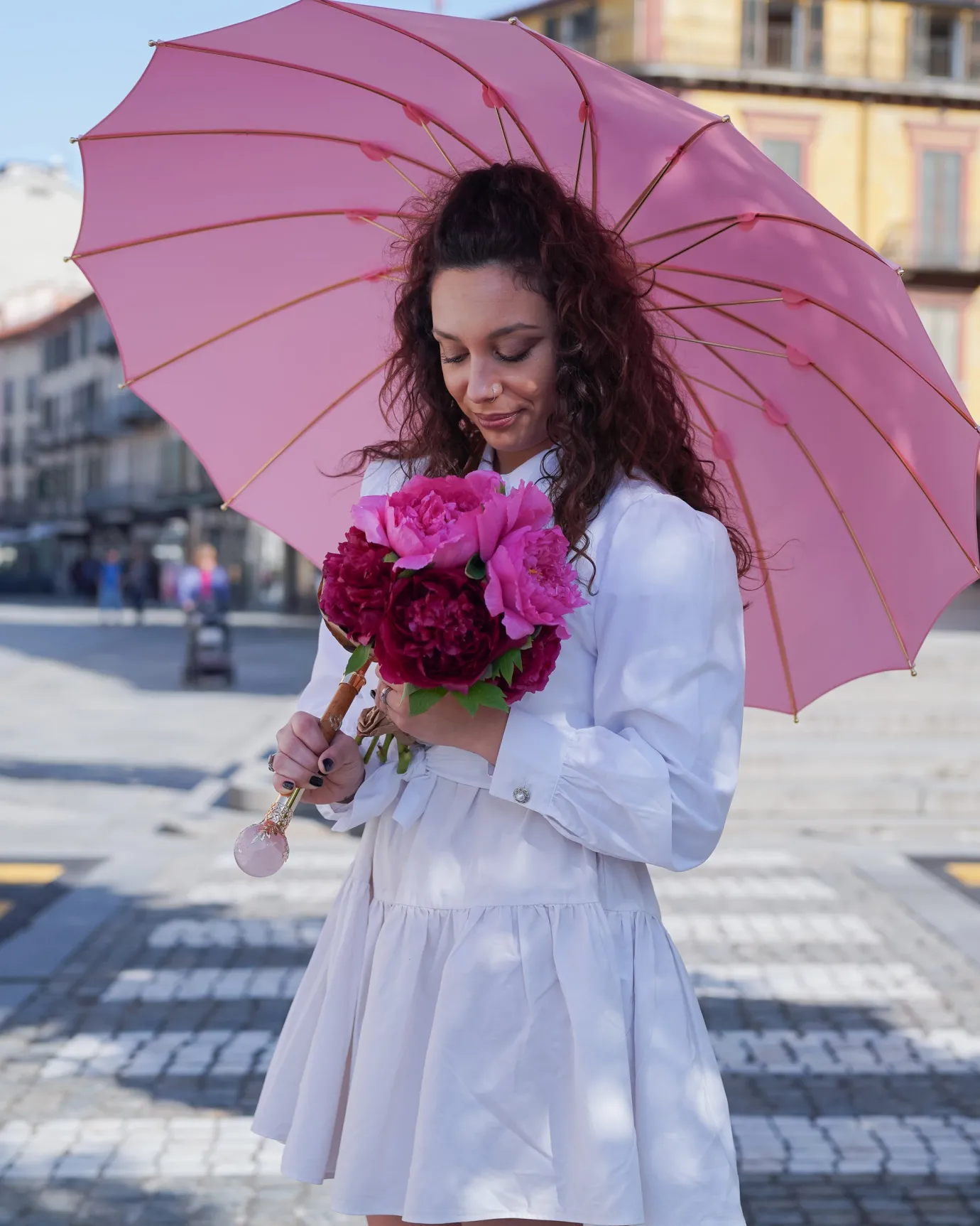 Il Marchesato LIMITED COLLECTION - Pink Umbrella with Gold-Plated Handle and Quartz Online