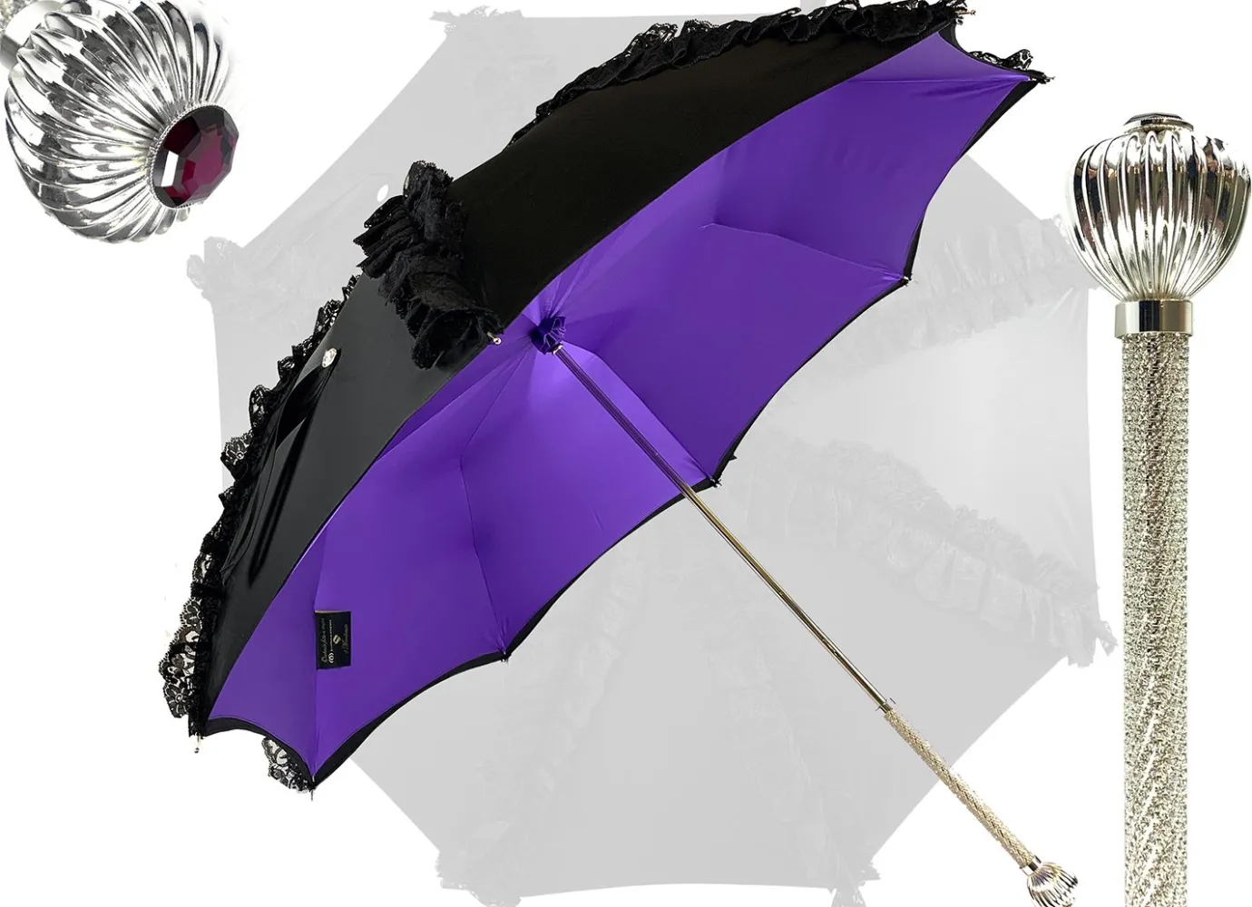 Il Marchesato Limited collection - umbrella with Black lace - exclusive "ilMarchesat Sale