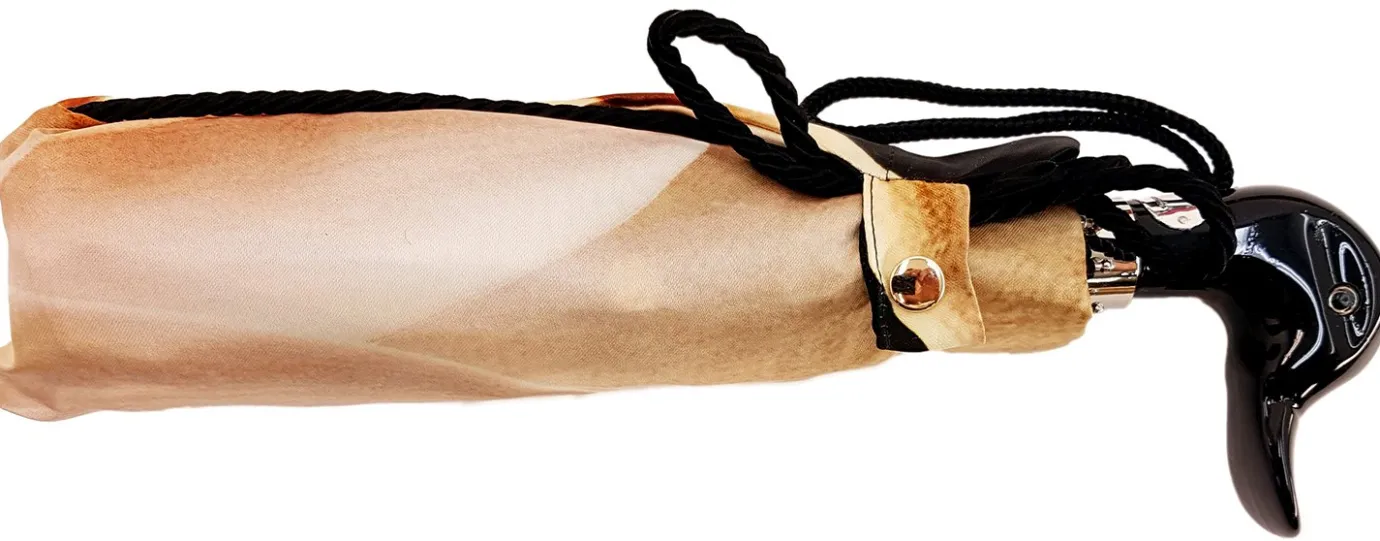 Il Marchesato Lotus Women's Folding Umbrella with Black Duck Handle Handmade Mini Umbrellas Sale