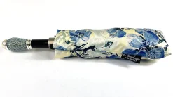 Il Marchesato Lovely Folding Umbrella With Blue Poppies Design Discount